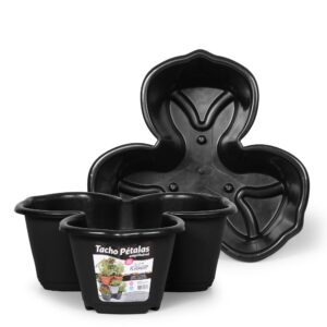 Vaso Pétala Empilhável Preto - Plasmont