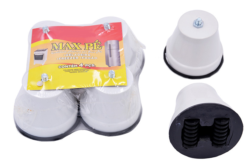 Max Pé Geladeira Freezer Fogão 4Peças Redondo Branco