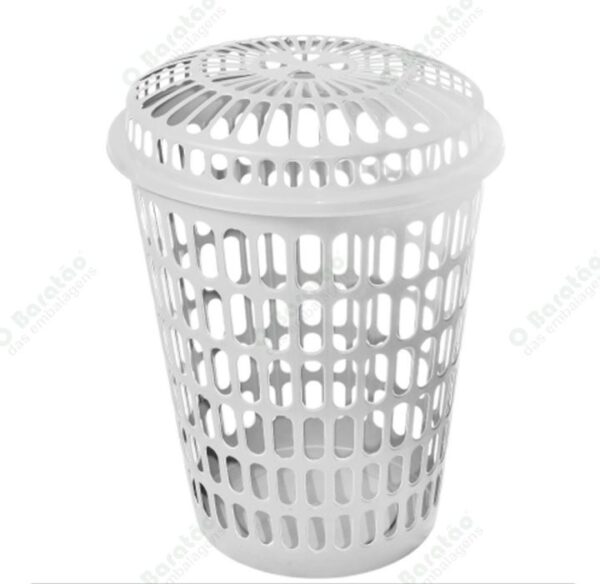CESTO TELADO 60L COM TAMPA BRANCO ARCA PLAST