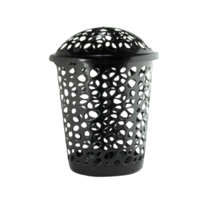 Cesto Para Roupa Suja redondo 25 Litros Com Tampa Arca Plast cor preta