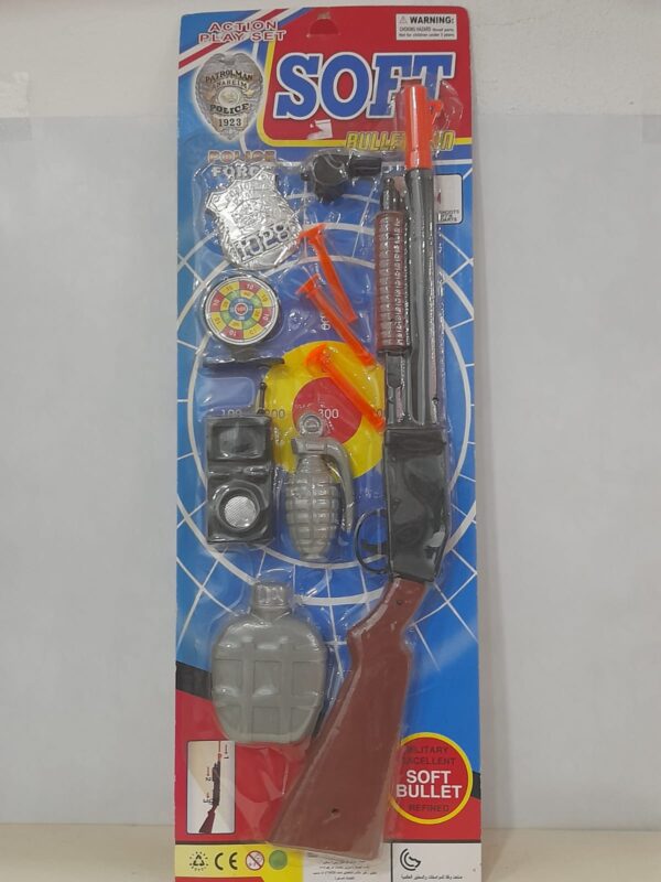 Brinquedo Conjunto Pistola de Plástico Lança Projeteis C/ Acessórios