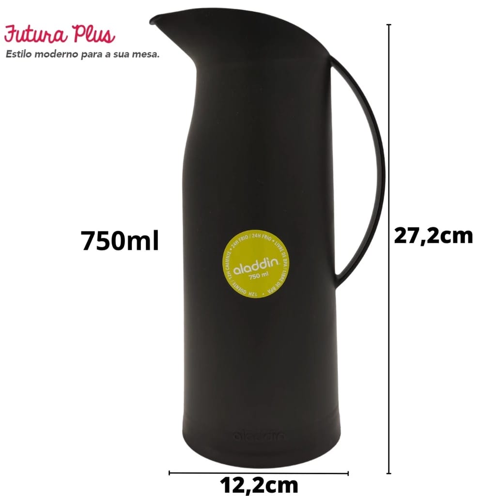 Garrafa de Café Térmica Aladin Futura Plus 750ml Preto