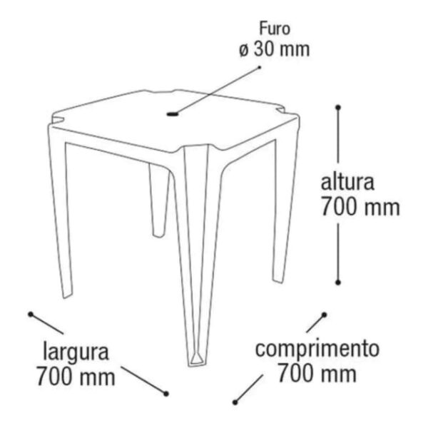 MESA PLÁSTICA QUADRADA 70X70 LILÁS - IBAP - Image 2