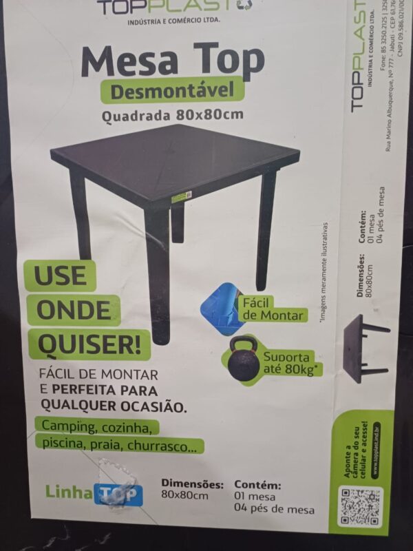 MESA PLÁSTICA DESMONTÁVEL QUADRADA PRETA - IDEAL PARA PISCINAS VARANDAS - Image 2
