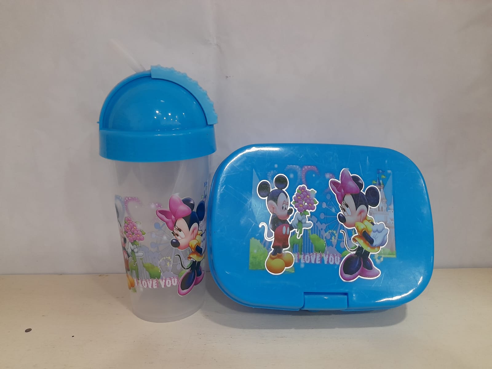 Kit Infantil Garrafa e Pote PP MCasa Azul Mickey