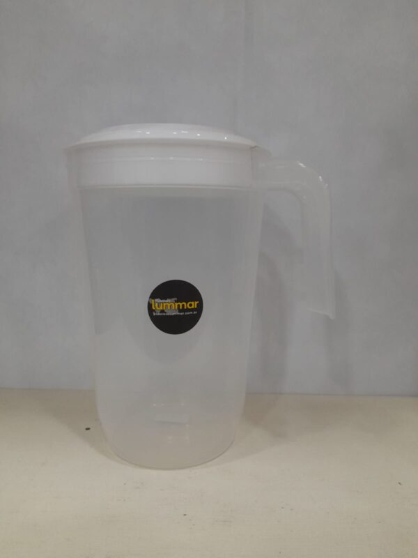 Jarra de Plástico P/Água 2,5L Transparente C/Tampa Branca Lummar