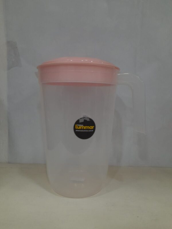 Jarra de Plástico P/Água 2,5L Transparente C/Tampa Rosa Lummar