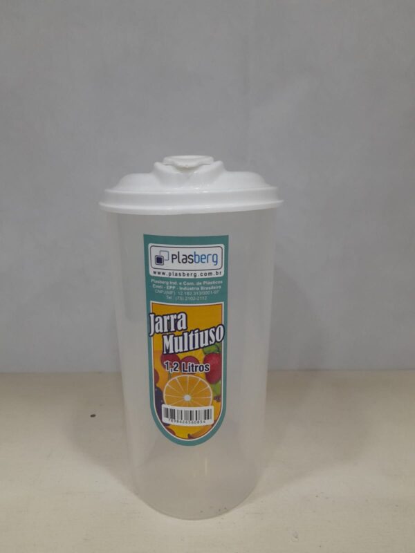 Jarra de Plástico Multiuso1,2L Plasberg Cor Branca