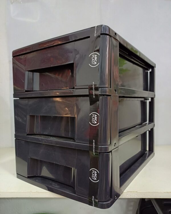 Gaveteiro de Talher 3 Gavetas Plástico- Arca Plast Preto