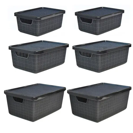 CAIXA RATTAN ORGANIZADORA 2L  PRETA ARQPLAST - 1 unid