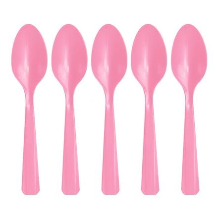 Colher Plástica Infantil Plasberg 12UN Rosa