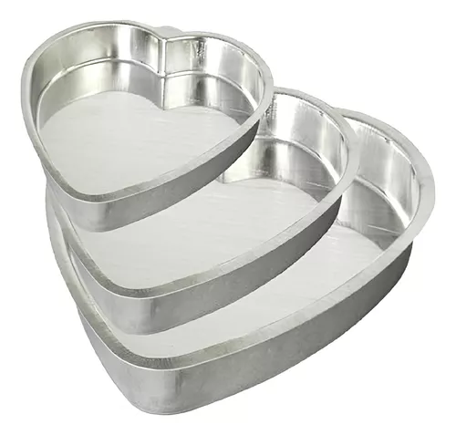 Forma de Bolo Kit 3Peças Coração Alumino