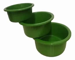 Bacia de Plásticos Kit com 3 Peças Tamanho P M G Verde