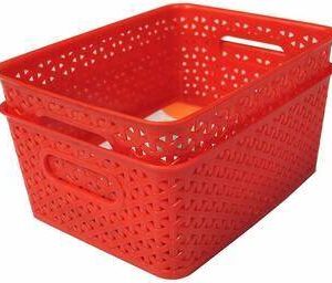 Cesta Organizadora Arca Plast 12x22x31 Vermelha