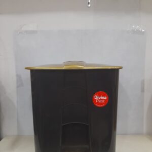 Lixeira Retangular Grande Preta Pedal 14L C/Tampa Dourada