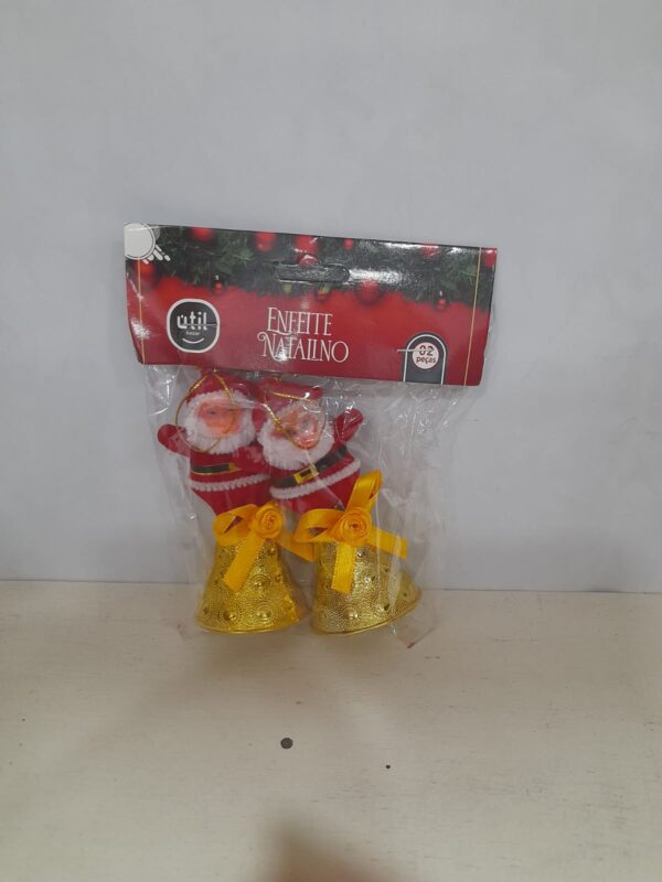 Enfeite Natalino Papai Noel e Sino