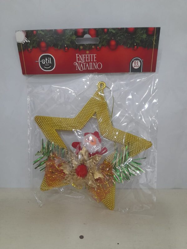 Enfeite Natalino Estrela C/Papai Noel