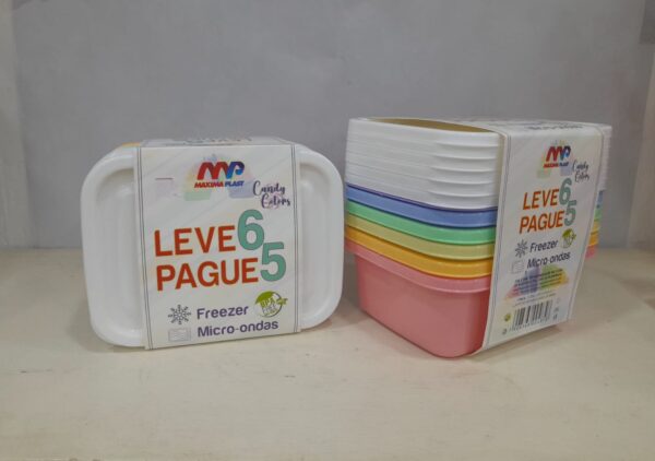 Conjunto Leve 6 Pague 5Pote Retangular 800ml Colorido