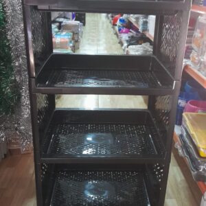 Estante Plástica Modular 4Prateleira Bandeja  Preto