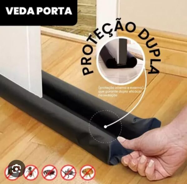 Veda Porta Proteção Dupla 80cm Preto