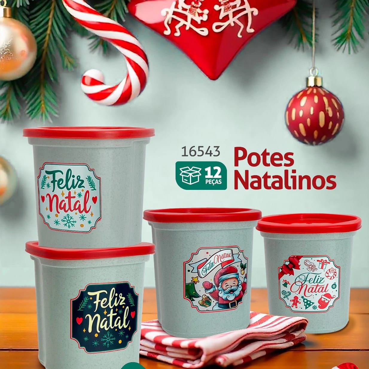 Pote Natalino de Plástico 1,3L Plasberg