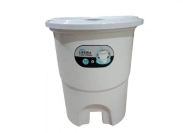 Lixeira de Plástico Redonda 7L C/Pedal Branca Plasberg