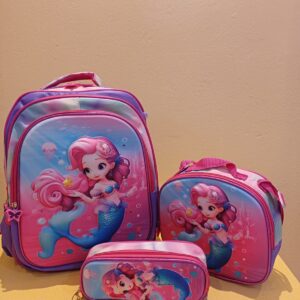 Kit Mochila Infantil 3D Led 3Peças Feminina