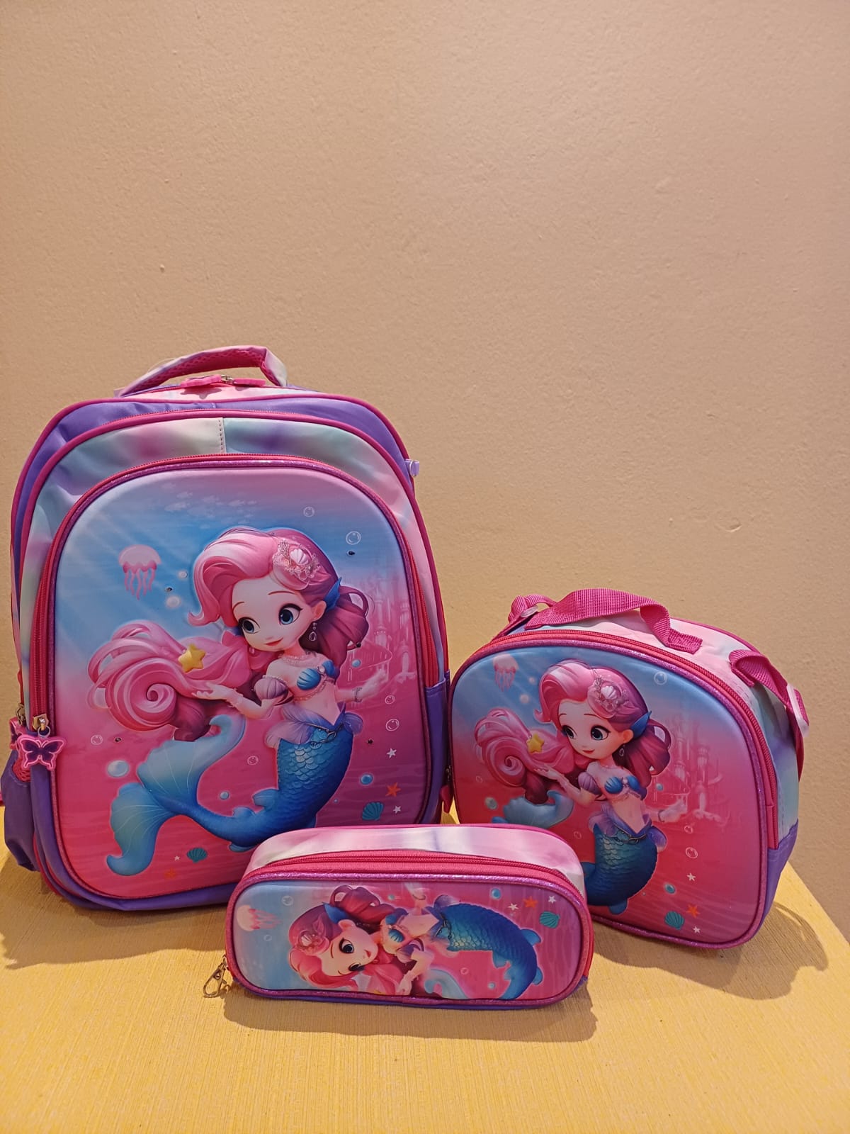 Kit Mochila Infantil 3D Led 3Peças Feminina