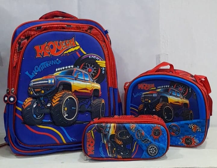 Kit Mochila Infantil 3D Led 3Peças Masculina