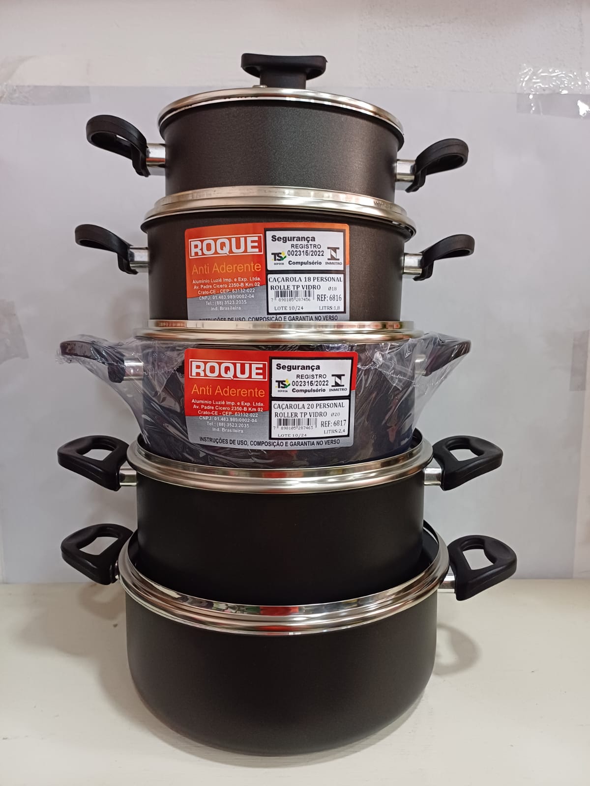 Conjunto de Panela Antiaderente C/tampa de Vidro Roque