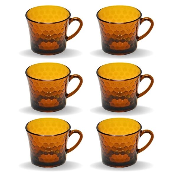 Jogo de 6 Xicaras de Vidro Ambar Marron 200ml