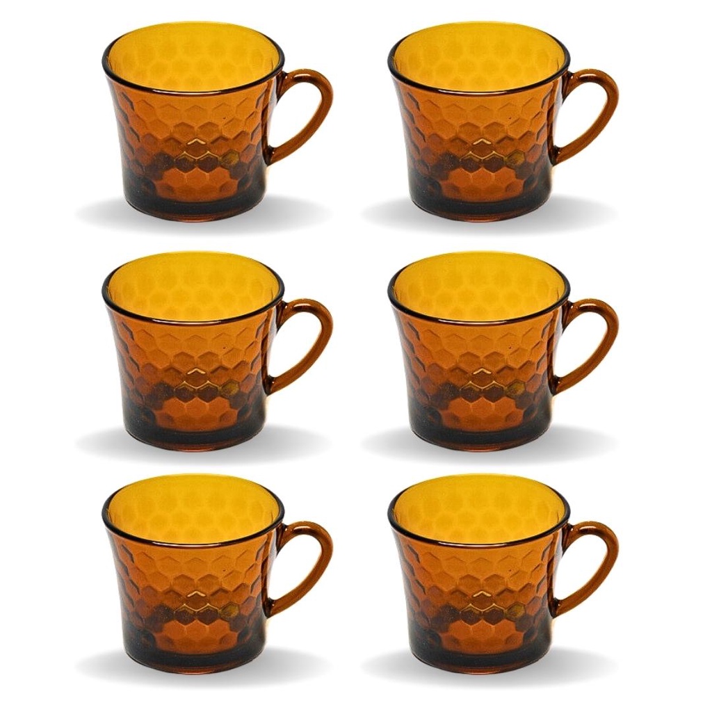 Jogo de 6 Xicaras de Vidro Ambar Marron 200ml