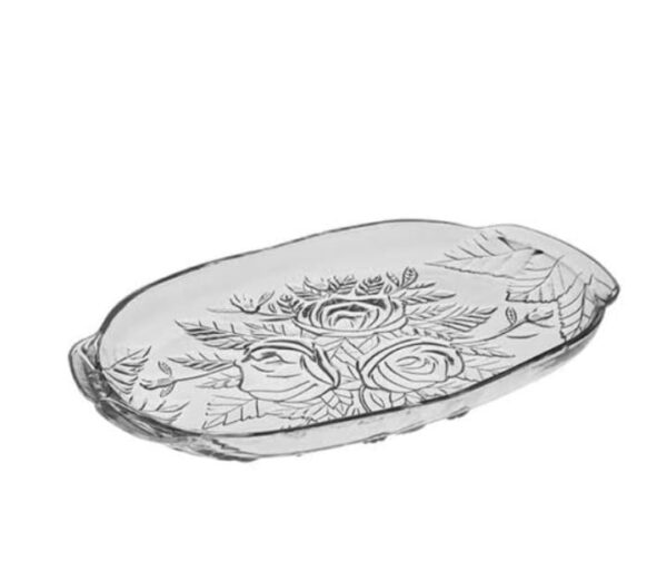 Travessa Bandeja de Cristal Oval Flores 33x22