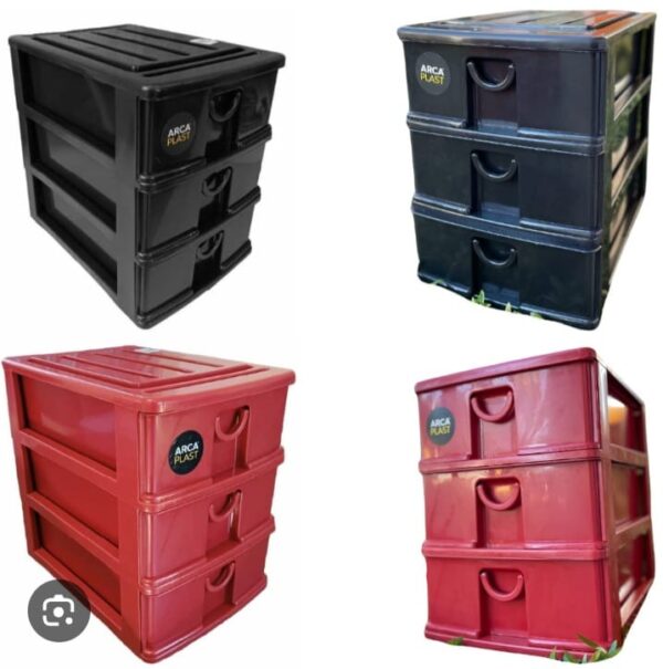Gaveteiro de Talher 3 Gavetas Plástico- Arca Plast Preto