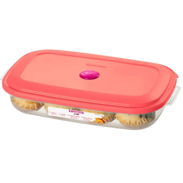 Pote retangular de plástico 1450ml Sanremo - tampa lilás e cinza