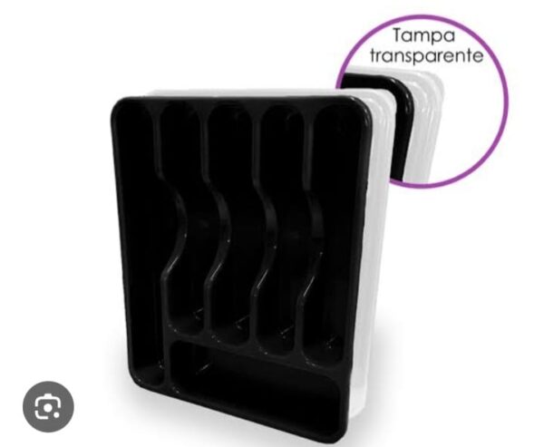 Porta Talheres Com Tampa Vermelho, Preto, Branco