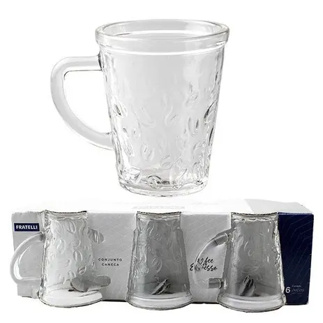 Conjunto Caneca Coffee 70ml 6peças Decorado C/Coffe